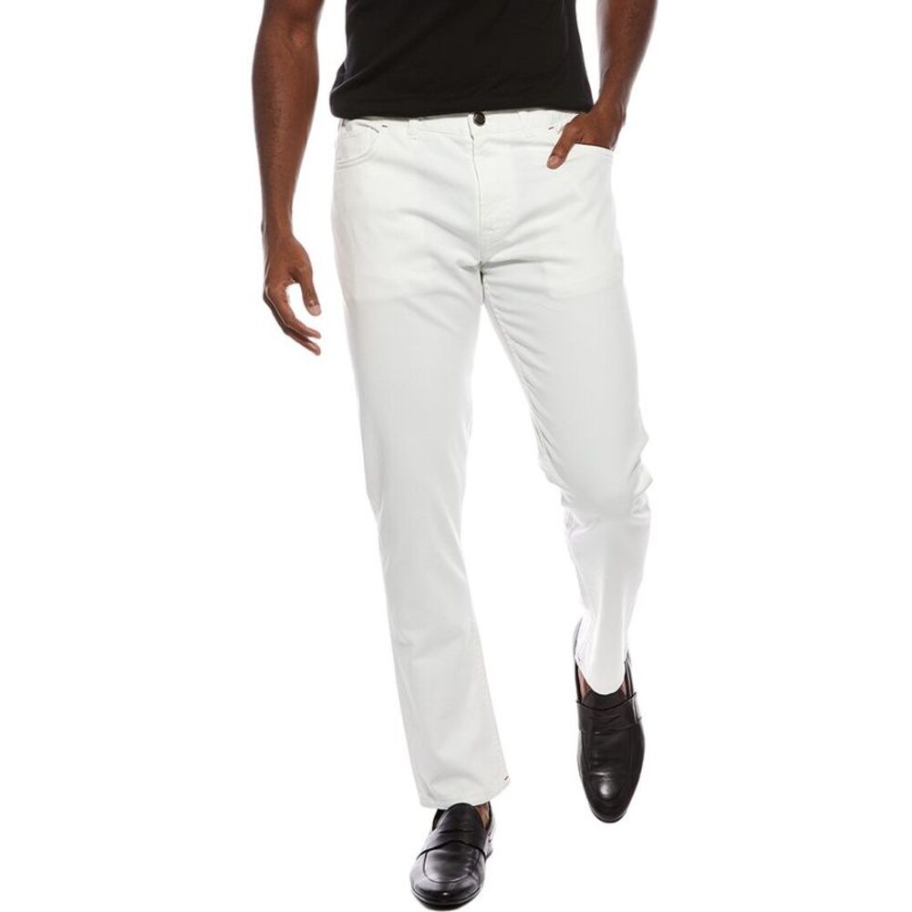 Isaia Mens  Slim Straight Pant, White